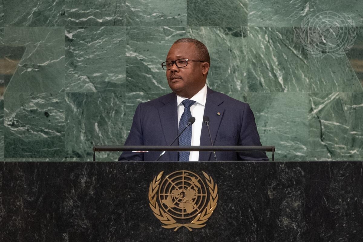 President Úmaro Sissoco Embaló fra Guinea-Bissau holdt det korteste innlegget i hoveddebatten av generalforsamlingens syttisjuende sesjon. Foto: UN Photo/ Cia Pak.